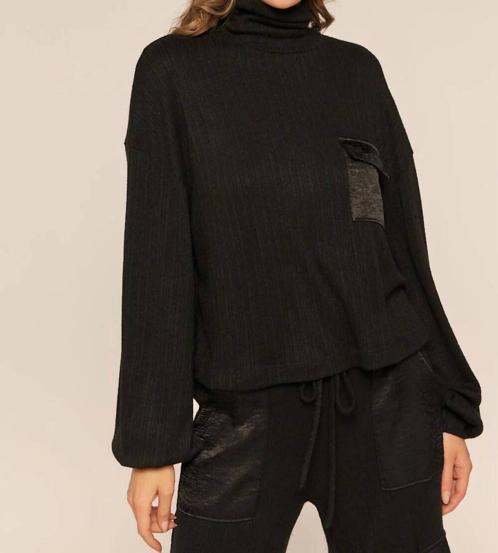 NEW KYLIE PAIGE knit sweater molly top in black